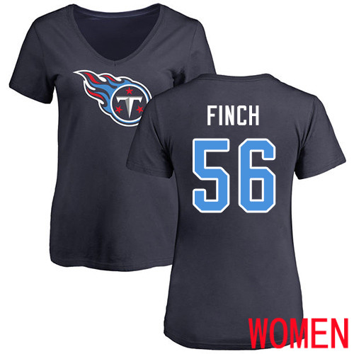 Tennessee Titans Navy Blue Women Sharif Finch Name and Number Logo NFL Football #56 T Shirt->women nfl jersey->Women Jersey